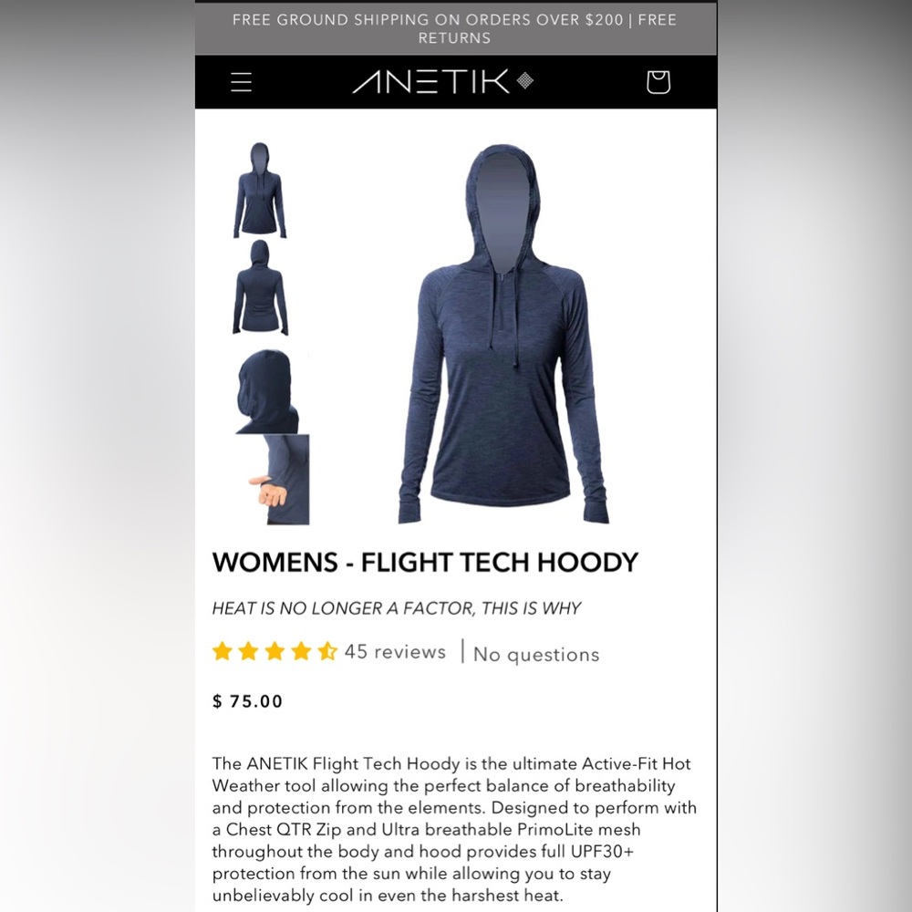 Anetik long sleeve sun water shirt women small